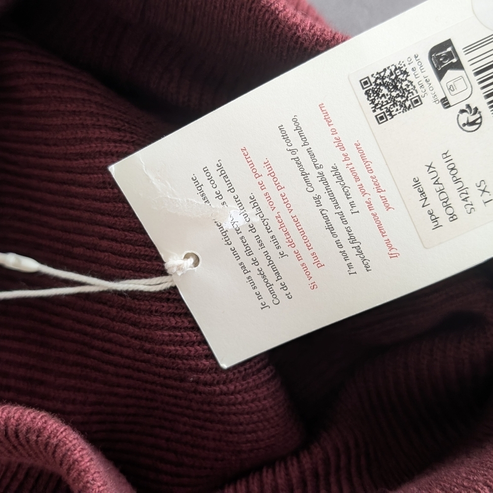 Sezane Naelle Skirt, Merino Wool, Burgundy, Size XS, NWT - Picture 7 of 9